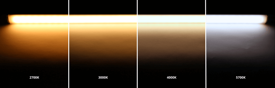 temperatura de color 2700K, 3000K, 4000K y 5700K
