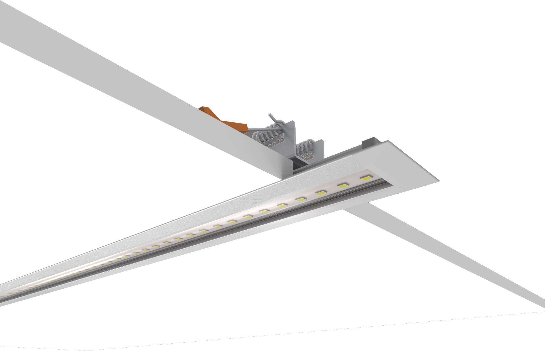 Barre LED 24V Eco d'encastrement avec finition aluminium et lentille transparente