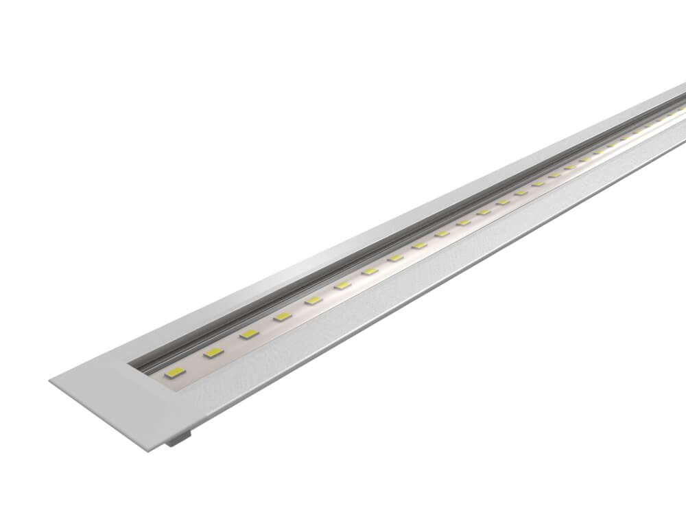 Barre LED 24V Eco d'encastrement avec finition aluminium et lentille transparente
