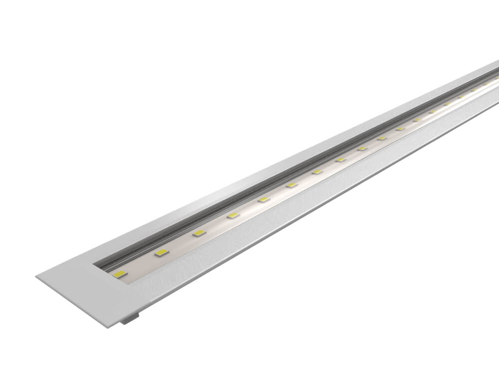 Barre LED 24V Eco² d'encastrement avec finition aluminium et lentille transparente