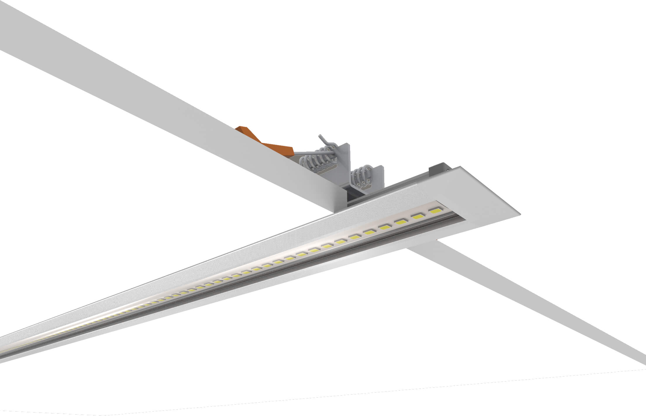 Barre LED 24V d'encastrement avec finition aluminium et lentille transparente