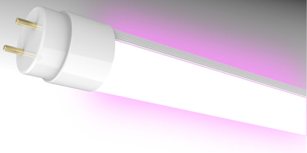 Lampe tubulaire T8 avec diffuseur frost et lumière rose