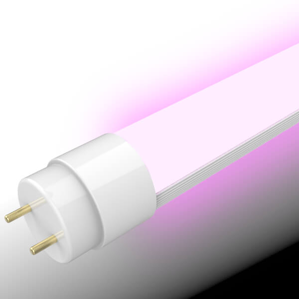 Lampe tubulaire T8 avec diffuseur frost et lumière rose